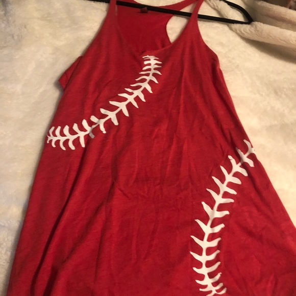 Next Level Apparel Tops - Red tank with stitching